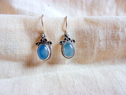 Silver earrings with chalcedony stone decoration