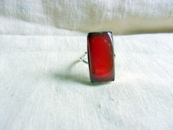 Modern silver ring with carnelian stone decoration