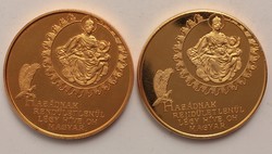 2 gold-plated commemorative medals of October 23, 1956. Diameter 6 cm