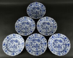 1Q976 Régi jelzett hagymamintás 6 darabos cseh porcelán tányérkészlet 25 cm