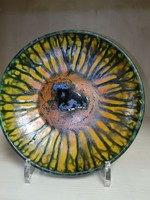 Colorful glazed ceramic plate from Szendrő