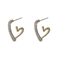 Fül73 - rhinestone heart-shaped drop-in salt earrings with a gift clasp