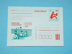 Postcard with ticket (m2/1) - 1986. Pécs Table Volleyball World Championship