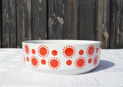 Retro Alföld center varia sunny red polka dot porcelain deep bowl 7.5x21 cm