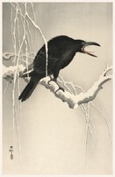 Ohara Koson Varjú kacho-e shin hanga madaras ázsiai japán fametszet reprint reprodukció nyomat kép