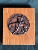 Olcsai kiss Zoltán don Quiote bronze plaque on wood (f0018)