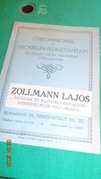 Szórólap a 20 as évekből  , Zollmann L.Budapest   elektromos ajánlat  TURBAX fogaskerék