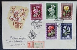 FF1168-72 / 1950 Virág I. bélyegsor FDC-n futott hátoldali érkezési bélyegzéssel