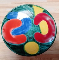 Applied art colored-glazed ceramic bowl