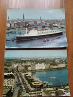 2 db lap egyben, Németország, Hamburg, kikötő, nagyméretű : 21 cm x 14,5 cm, 1962-ből