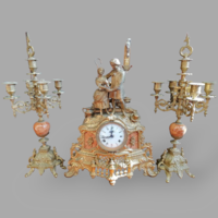French copper fireplace clock set - 1012
