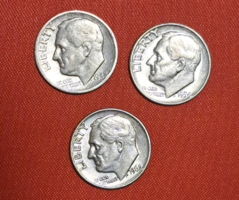 1948, 1954, 1962. Usa silver 1 dime 3 pieces (768)