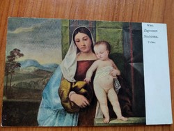 Antique art page, madonna, postal clean