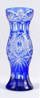 1M248 old blue polished crystal vase 29 cm
