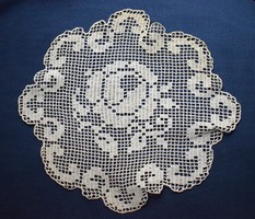 Crocheted lace, needlework decorative tablecloth, 30 cm rose pattern