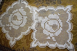 Crocheted lace, needlework decoration tablecloth, 20 x 20 cm in pairs, rose pattern