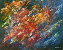 Kiss Karola, Absztrakt festmény, 40x50 cm