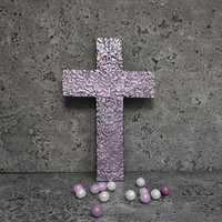 Pilipart, metallic purple handmade wall-hanging cross, 18x12 cm
