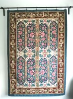 Art Nouveau pattern hand-embroidered canvas tapestry with wool yarn