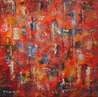 Kiss Karola, Absztrakt festmény, 40x40 cm