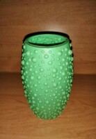 Retro buborékos zöld műanyag váza 1970-es évek - 12,5 cm