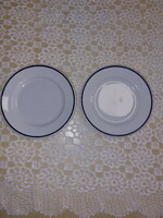 Alföldi menzás, kék csíkos porcelán süteményes tányérok, 17cm