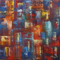 Kiss Karola, abstract painting, 40x40 cm