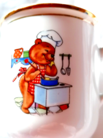 Retro Mariazelli pilgrim place souvenir mug with chef teddy bear fairy tale pattern