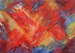 Kiss Karola, Absztrakt festmény, 50x70 cm