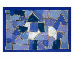 Látványos absztrakt kék festmény reprodukciója, nyomat, poszter 52 * 34 cm