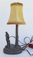 Antique figural pewter table lamp