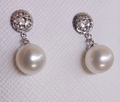 White gold earrings with sea pearls certificate not worn