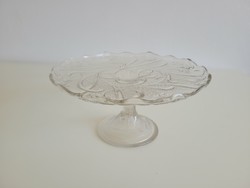 Régi talpas üvegtál kínáló tál üveg tortatál 22,5 cm
