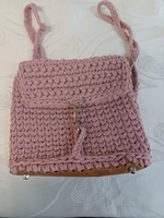 Rózsaszín horgolt női táska/ hátizsák