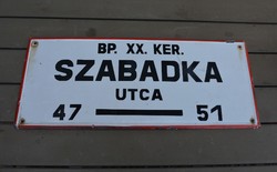 Enamel street name sign Szátka utca xx.Kerület enamel sign
