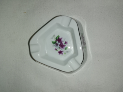 Hollóháza porcelain ashtray with a rare shape, with a violet pattern