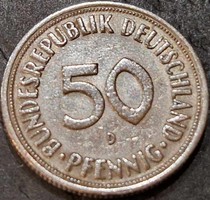Németország 50 pfennig, 1967.  Verdejel "D" - München