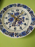 Blue porcelain wall clock with Hungarian pattern