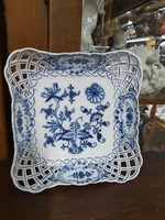 Alt Német,Germany Kardos Meissen 1815-1824,Áttört,Virág Mintás Porcelán Kínáló Tál,Tányér.23 cm