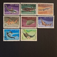 1980.-VIETNÁM - Tengeri élet-cápák-ráják-teljes sor (V-12.)