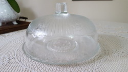 Large glass cheese container, food container with glass bowl