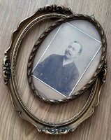 Oval antique lace and braided wooden picture frame 2 pieces in one gift antique photo