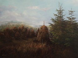 Alexander Mihajlovszkij "Őszi táj" c. nagyméretű festménye keret nélkül (keretezése megoldható)