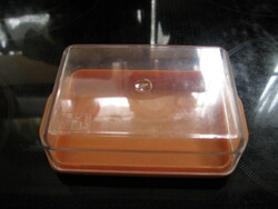 Retro narancs-átlátszó műanyag vajtartó