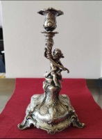 Barokk antik ezüst gyertyatartó