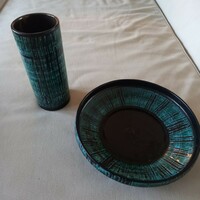 Decorative ceramic bowl and vase, approx. 23 and 7 cm diam., German