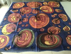 Hand-dyed silk scarf, signed, 90 x 85 cm
