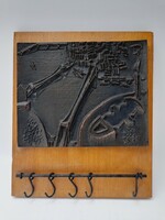 Iparművészeti kisplasztika, Budapest, Citadella, Lánchíd, fali kulcstartó, retró