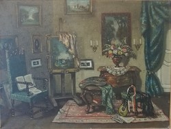 Apátfalvi Czene János -Enteriőr-60x80, olaj, vászon.