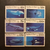 1996.-BENIN-Tengeri emlősök-Bálnák-Delfinek-Teljes sor (V-68.)